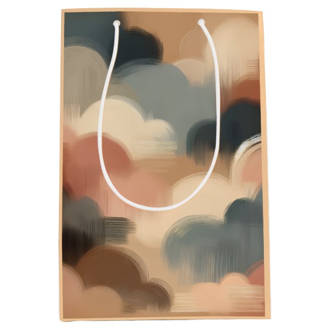 Soft Painterly Clouds Wrapping Paper — Neutral Bru Medium Gift Bag (Front)