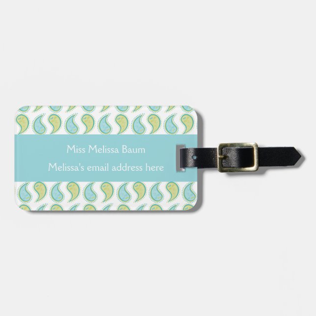 Soft Paisley Luggage Tag (Front Horizontal)