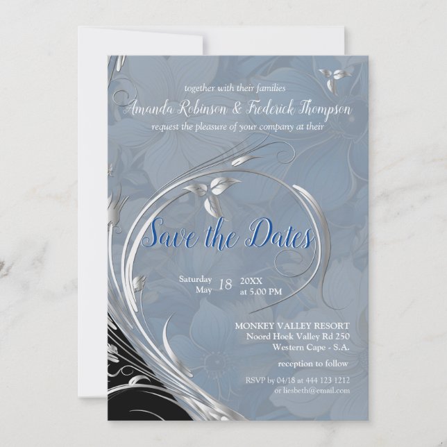 Soft Pale Blue White Mixture Flowers  Invitation (Front)