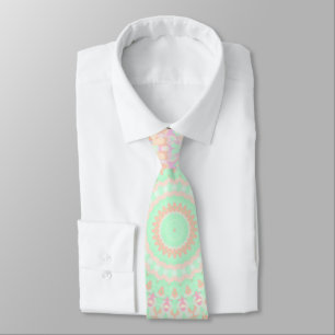 Soft Pale Paste Boho Trippy Hippie Groovy Mandala Tie