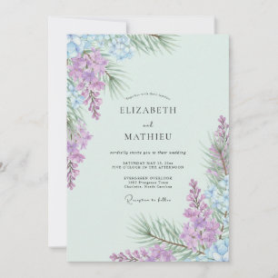 Soft Pale Violet Wisteria Wedding Invitation
