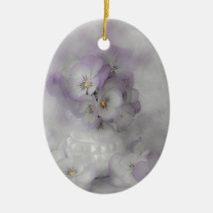 Soft Pansies Ceramic Tree Decoration