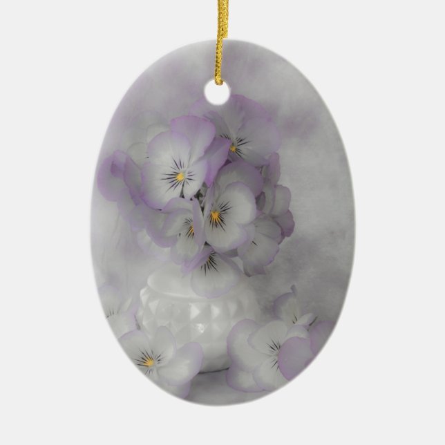 Soft Pansies Ceramic Tree Decoration (Front)