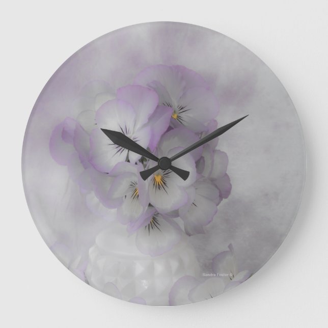 Soft Pansies Large Clock (Front)
