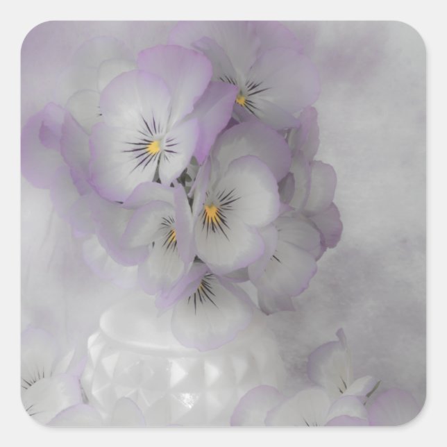 Soft Pansies Square Sticker (Front)