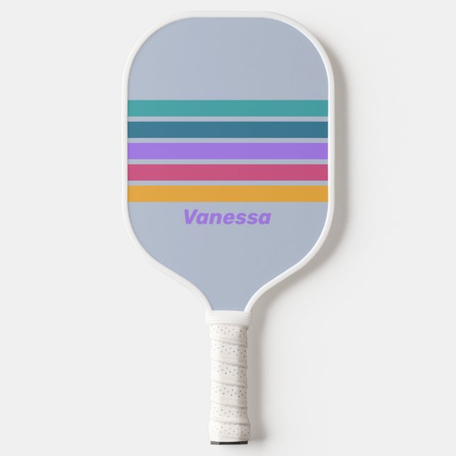 Soft Pansy Dream Across Striping with Name Pickleball Paddle (Front)