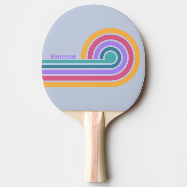Soft Pansy Dream Curl Stripes with Name Ping Pong Paddle (Front)