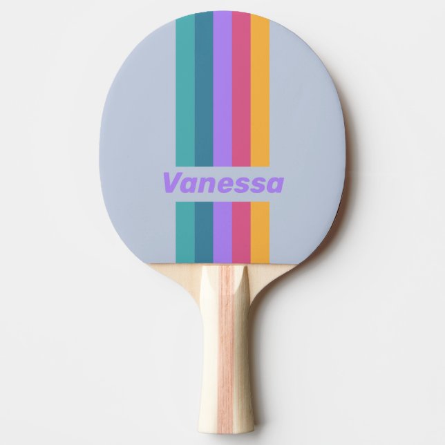 Soft Pansy Dream Pin Striped with Name Ping Pong Paddle (Front)