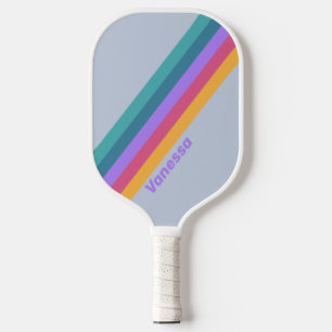 Soft Pansy Dream Stripes with Name Pickleball Paddle