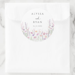 Soft Paste Floral Wildflower Wedding Classic Round Sticker