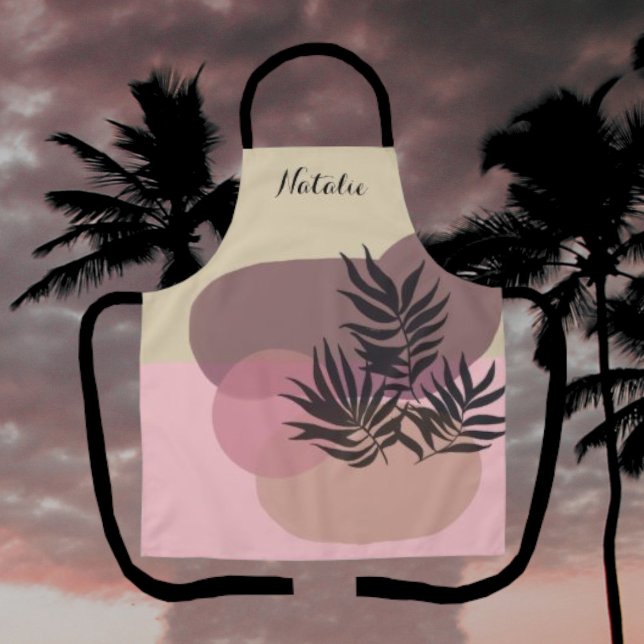 Soft Pastel Abstract Pink Tropical Apron (Creator Uploaded)