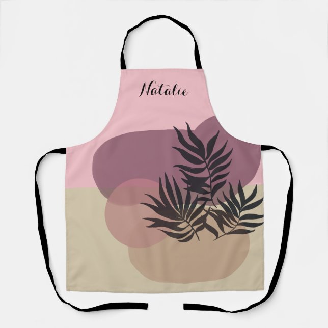 Soft Pastel Abstract Tan Pink Tropical Apron (Front)