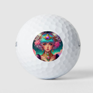 Soft Pastel Anime Girl Golf Balls
