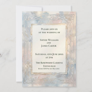 Soft Pastel Art Nouveau Wedding Invitation