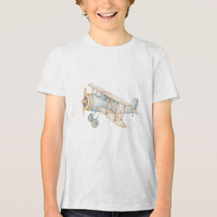 Soft Pastel Biplane Illustration Tri-Blend Shirt