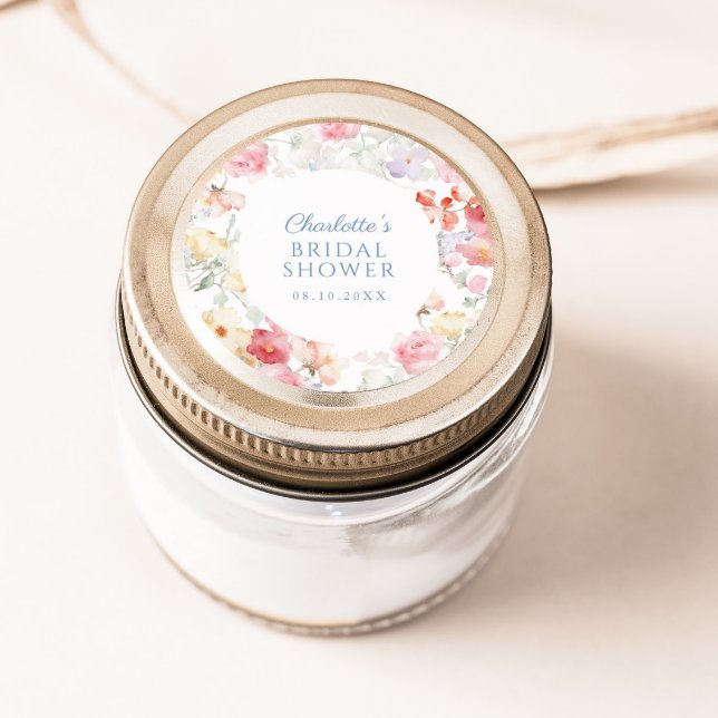 Soft Pastel Bloom Bridal Shower  Classic Round Sticker (Creator Uploaded)