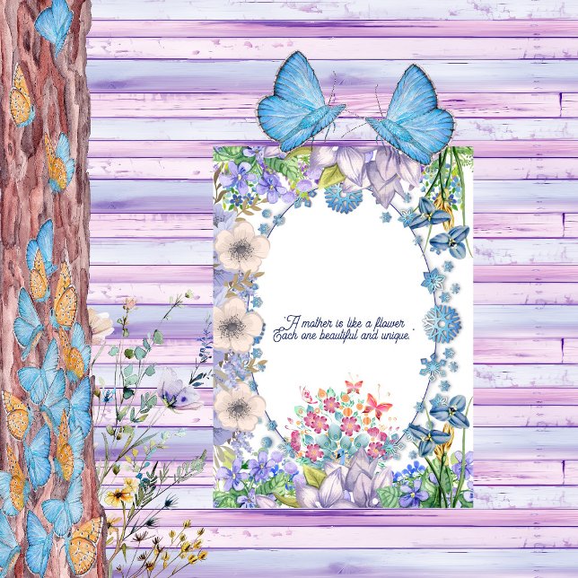 Soft Pastel Blue Blooms Floral Mother's Day Party  Invitation (Soft Pastel Blue Blooms Floral Mother's Day Party Invitation)