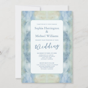 Soft Pastel Blue Bohohemian Wedding Invite QR Code