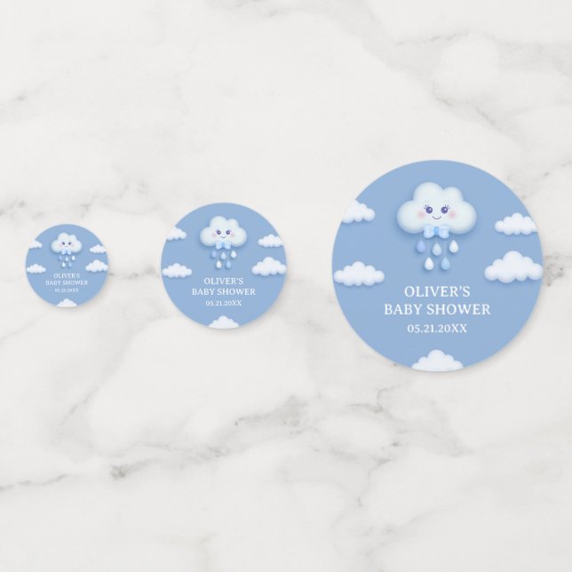 Soft pastel blue cloud 9 boy baby shower Confetti (Fronts)