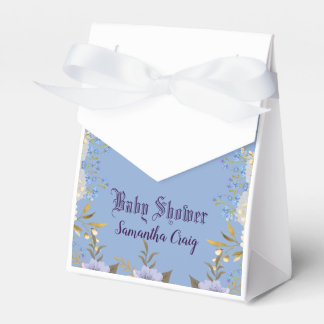 Soft Pastel Blue Flower Purple Floral Baby Shower Favour Box
