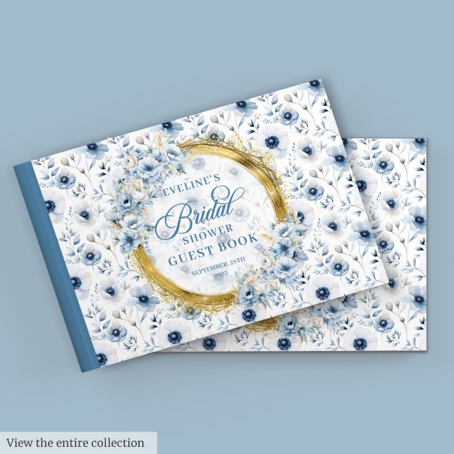 Soft Pastel Blue Gold Boho Wild Flowers Guest Book (Soft Pastel Blue Gold Boho Wild Flowers Guest Book

)