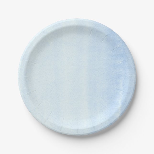Soft Pastel Blue Watercolors Paper Plate (Front)