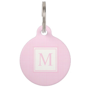 Soft Pastel Blush Baby Pink and White Chequered Pet Tag