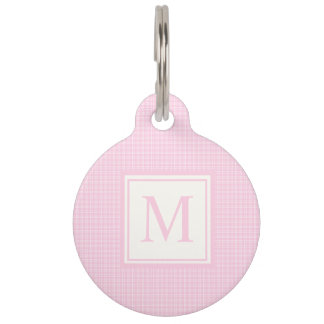 Soft Pastel Blush Baby Pink and White Chequered Pet Tag
