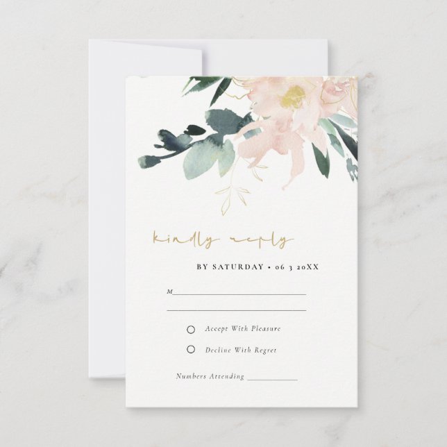 SOFT PASTEL BLUSH FLORAL BUNCH WATERCOLOR RSVP (Front)