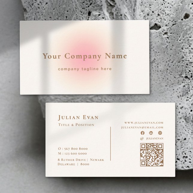 Soft Pastel Blush Pink Neutral Ombre Elegant Business Card (Soft Pastel Blush Pink Neutral Ombre Elegant Business Card)