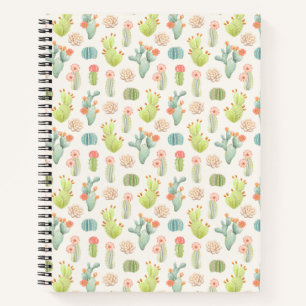 Soft Pastel Cactus & Succulent Pattern Notebook