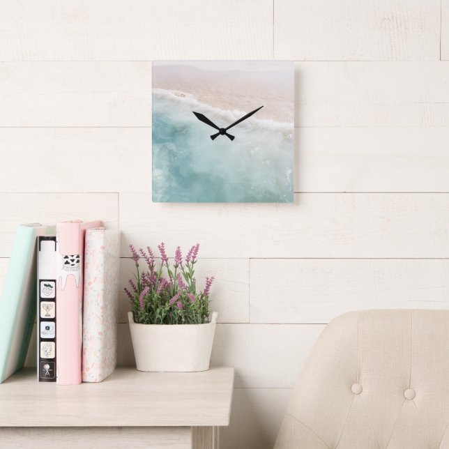 Soft Pastel Caribbean Ocean Bliss 1 Square Wall Clock (Reading Room)
