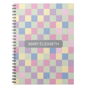 Soft Pastel Checkerboard Personalized Notebook