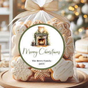 Soft Pastel Christmas Family Name Sticker Seal Tag