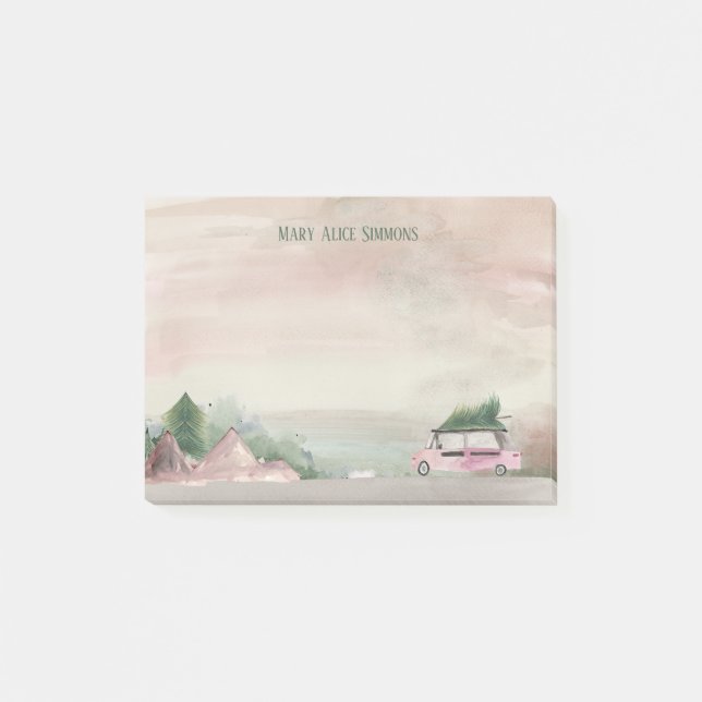 Soft Pastel Christmas Scene Getting a Tree Post-it Notes (Front)