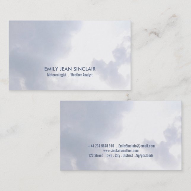 Soft Pastel Clouds, Meteorologist Business Card (Front/Back)