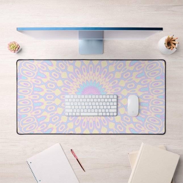 Soft Pastel Colourful Boho Eclectic Funky Mandala Desk Mat (Office 1)