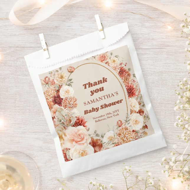 Soft pastel colourful bouquet autumn flowers Baby Favour Bags (Clipped)