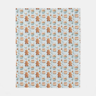 Soft pastel colours Christmas gingerbread man Fleece Blanket