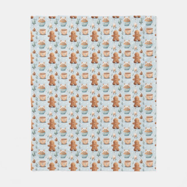 Soft pastel colours Christmas gingerbread man Fleece Blanket (Front)
