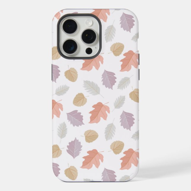 Soft Pastel Fall Leaf Pattern | Minimalist Autumn iPhone Case (Back)