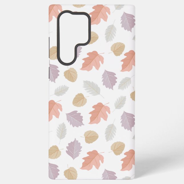 Soft Pastel Fall Leaf Pattern | Minimalist Autumn Samsung Galaxy S22 Ultra Case (Back)