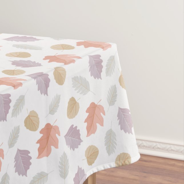 Soft Pastel Fall Leaf Pattern | Minimalist Autumn Tablecloth (In Situ)