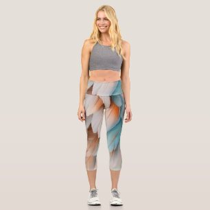 Soft Pastel Feathers Capri Leggings