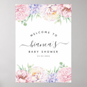 Soft Pastel Floral Baby Shower Welcome Sign