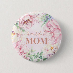 Soft Pastel Floral Beautiful Mum Button Badge