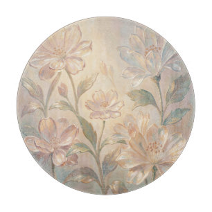 Soft Pastel Floral Bloom Painting Cutting Board