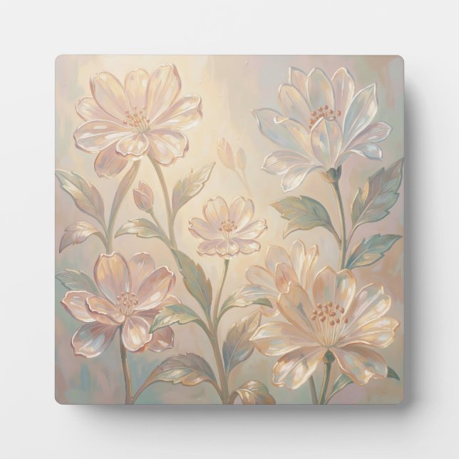 Soft Pastel Floral Bloom Painting Plaque (Front)