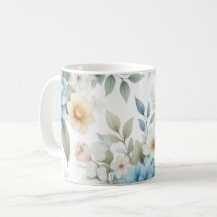 Soft Pastel Floral Blue Dahlia Mug