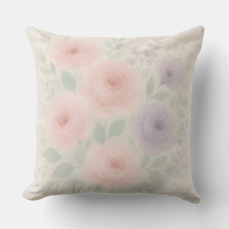 Soft Pastel Floral Decorative Throw Pillow